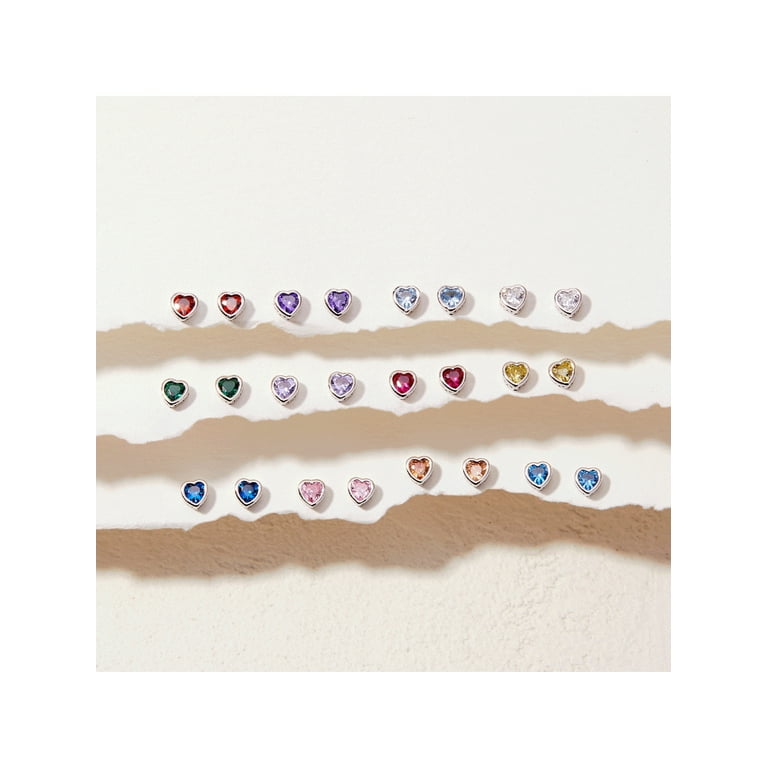 Girl's Starlet Shimmer Silver Multi Color Rhinestone Silver Heart Dangle Set of 5 Earrings Girl's Starlet Shimmer Silver Multi Color Rhinestone Silver Heart Dangle Set of 5 Earrings