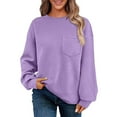 thumbnail image 2 of Karight Womens Sweatshirt Casual Lightweight Soft Crew Neck Loose Tops with Pocket, 2 of 7