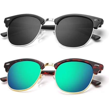 KALIYADI Polarized Sunglasses for Men and Women Semi-Rimless Frame Driving Sun glasses UV Blocking