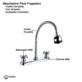 thumbnail image 3 of Llave Mezcladora Fregadero O Tarja Cocina Flexible Alfa  Acero Inox Cromada 2 Funciones Cruceta, 3 of 4