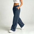 thumbnail image 5 of Chiccall Baggy Wide Leg Sweatpants for Women Elastic Drawstring Waist Pockets Casual Sweat Pants Athleisure Loungewear Trousers, 5 of 7