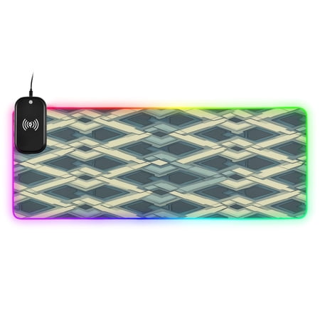 Mosaic Pattern Large RGB Gaming Mouse Pad with Fast Wireless Charging, 31.5''x11.8''