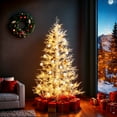 thumbnail image 3 of DEXTRUS 6ft Prelit Christmas Tree with 550 PE Tips & 300 LED Lights, Birch White Artificial Christmas Tree with Remote Control,11 Light Modes and Metal Base, Christmas Decoration for Home, 3 of 12