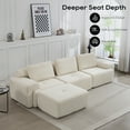 thumbnail image 4 of Newest L-Shaped Sectional Couches for Living Room with Memory Foam & Steel Frame - Convertible Sofa Bed, Corduroy Fabric Compression Sofa, Modular Couch for Apartments,Bedrooms,Home Theate,White, 4 of 8