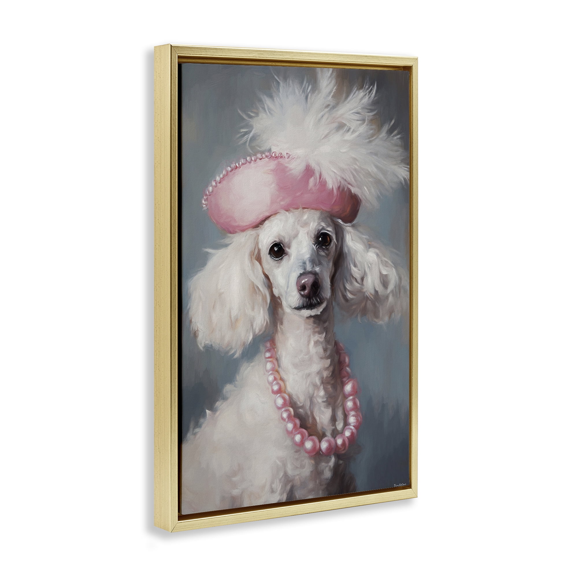 Stupell Industries Beautiful Collette Pup Gold Framed Floater Canvas Wall Art, design by Tina LeCour