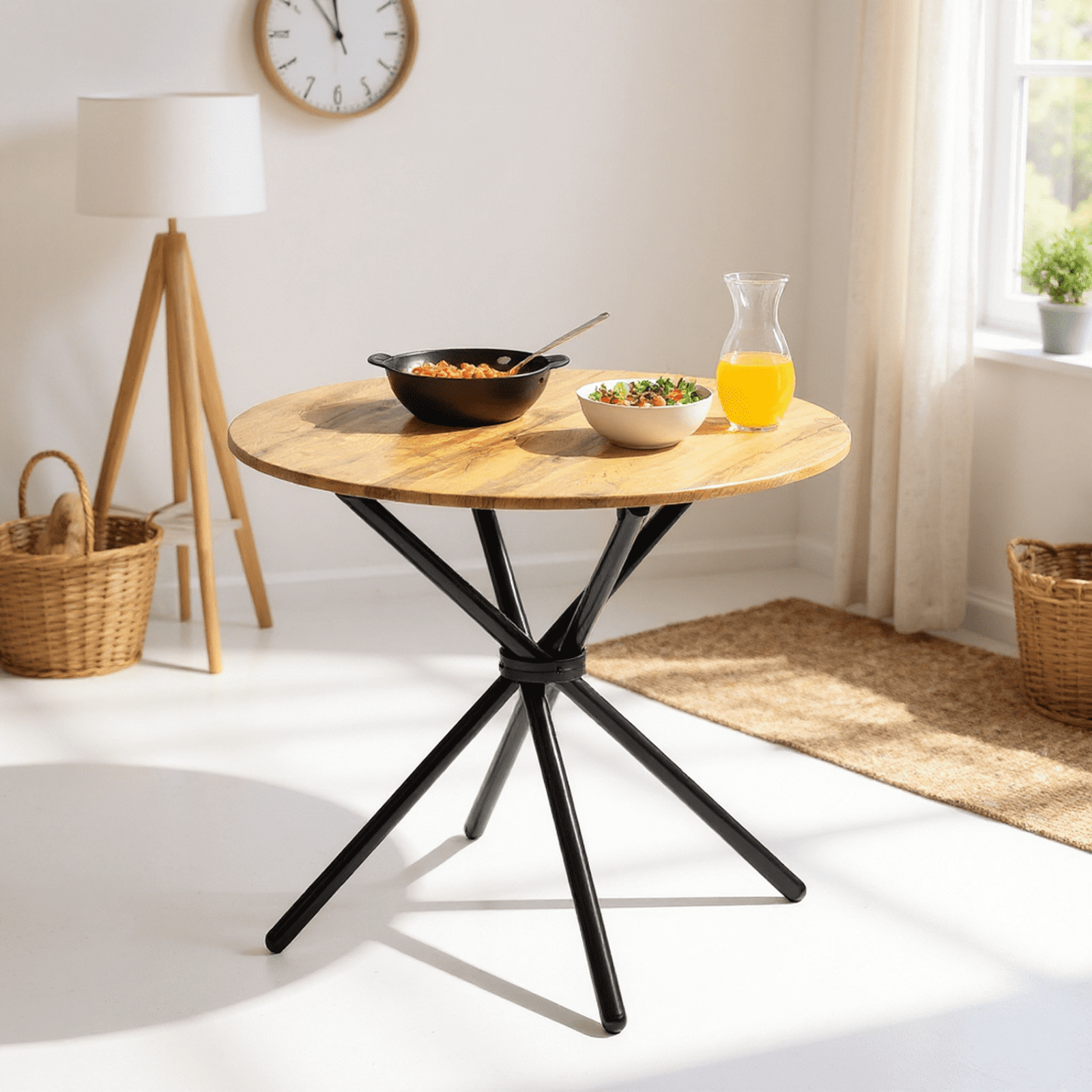 Homy Casa 31.5in Round Dining Table, Small Space Kitchen Table with Metal Legs for 2–4 People