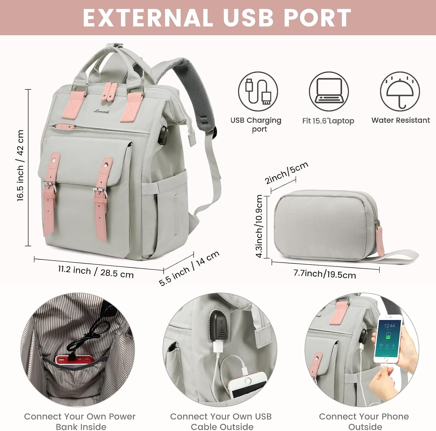 Lovevook Laptop Backpack for Women 15.6",Cute Work Travel Commuter Daypack, College Computer Bookbag Nurse Doctor Teacher Backpack Purses