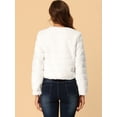 thumbnail image 5 of DARING DIVA Women's Long Sleeve Collarless Shaggy Soft Faux Fur Coat M White, 5 of 6