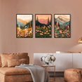 thumbnail image 4 of Mountain Canvas Wall Art, Daisy Flowers Field Landscape Poster, Boho Sunset Wall Print for Nursery Bedroom, Set of 3 Rustic Floral Picture Wall Decor, Nature Wildflower Art Wrapped Canvas, 4 of 6