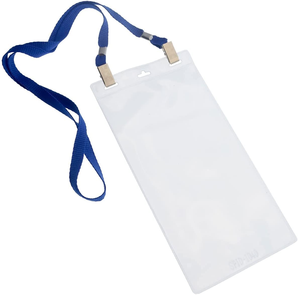 25 Pack - 4 x 8 Inch Extra Large Ticket & Event Credential Badge Holders with Double Sided Lanyards with Two Bulldog Clips, by Specialist ID (Royal Blue)