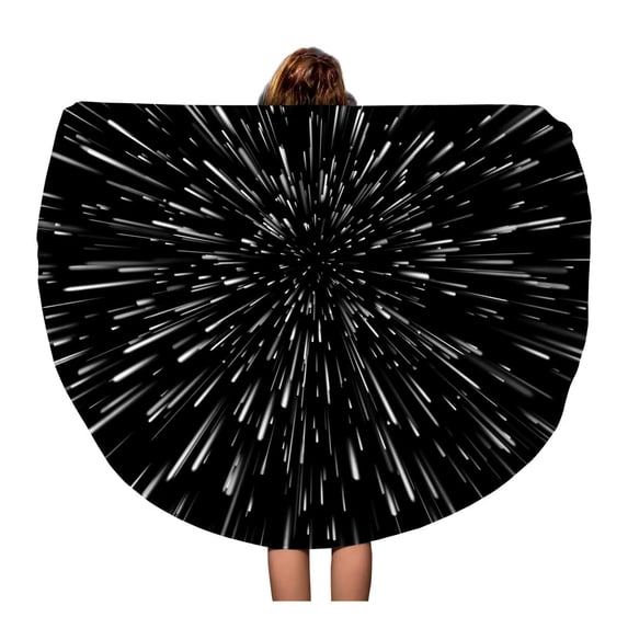 SIDONKU 60 inch Round Beach Towel Blanket Cosmos Abstract Open Space Star Warp Hyperspace Travel Speed Travel Circle Circular Towels Mat Tapestry Beach Throw