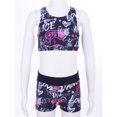 thumbnail image 2 of RUNQHUI Girls' Kids 2-Piece Active Set Dance Sport Outfits Racer Back Top and Booty Short Gymnastics Black Rose Red 6, 2 of 7