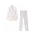 thumbnail image 5 of Blazer de manga larga con cuello en V y cinturón para mujer, conjunto de pantalón largo con cordones a la moda, traje elegante para oficina, 2023, 5 of 5
