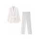 thumbnail image 5 of Blazer de manga larga con cuello en V y cinturón para mujer, conjunto de pantalón largo con cordones a la moda, traje elegante para oficina, 2023, 5 of 5