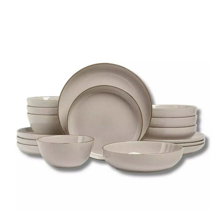 Over&Back 16 Piece Dinnerware Set, Moden Linen Ceramic Stoneware