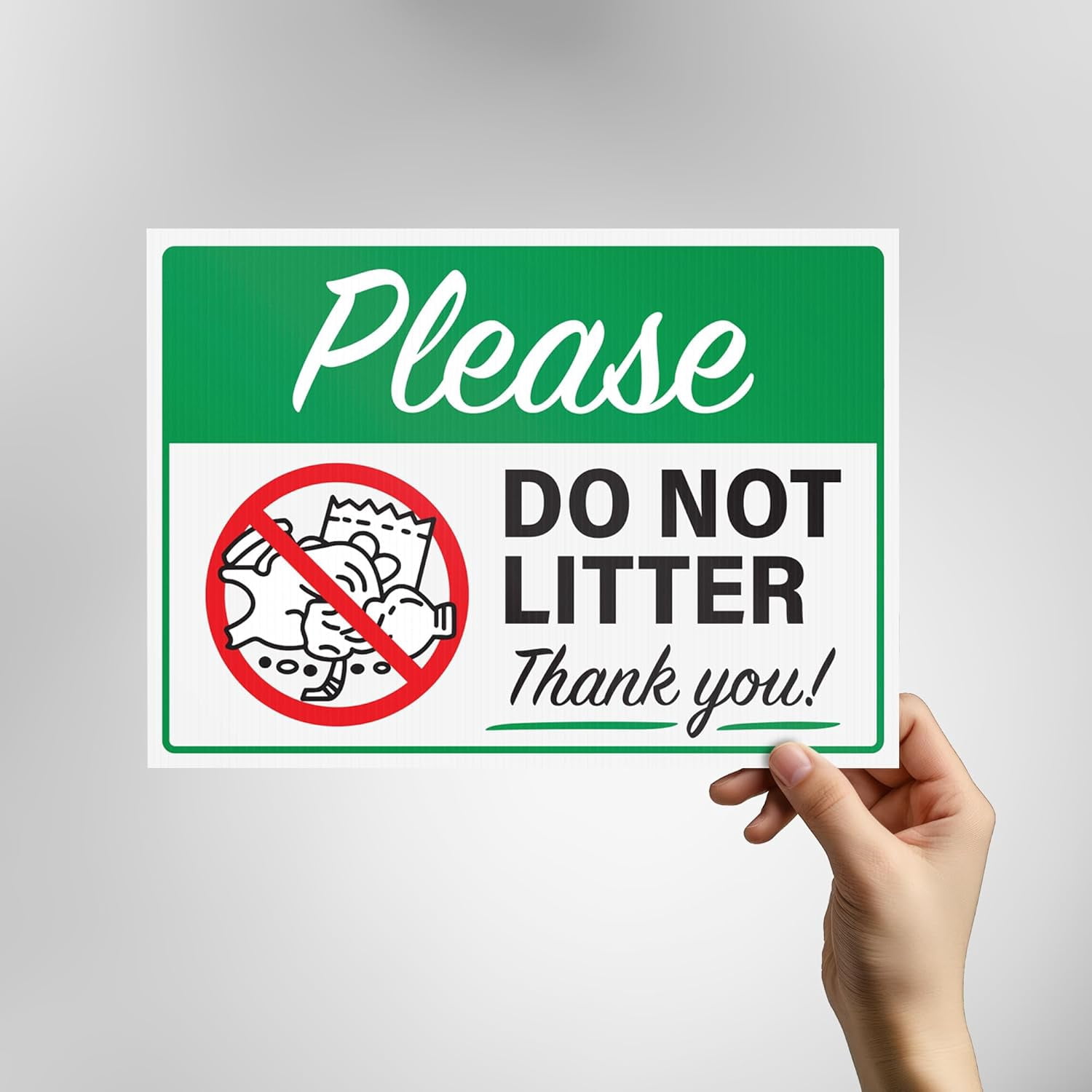 Please Do Not Litter Yard Signs with H-Frame Stakes, 14" x 10" Corrugated Plastic Do Not Litter Signs (Pack of 2)