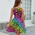thumbnail image 6 of Colofrul Rainbow Leopard Women's Tank Dress V Neck Sleeveless Summer Sundress, 6 of 7