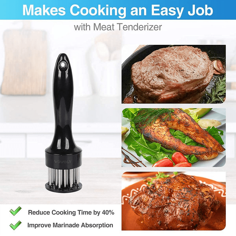 Meat Tenderizer Tool, Stainless Steel 21 Sturdy & Sharp Needle, Easier-Use for Kitchen Cooking Tenderizing Steak Beef Poultry BBQ & Marinade Than Meat
