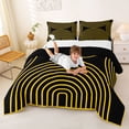 thumbnail image 3 of Homewish Black Gold Circle Full Size Comforter Sets,Mid Century Abstract Bedding Comforter Set,Black Reversible,3 Pieces,1 Comforter and 2 Pillowcases, 3 of 7