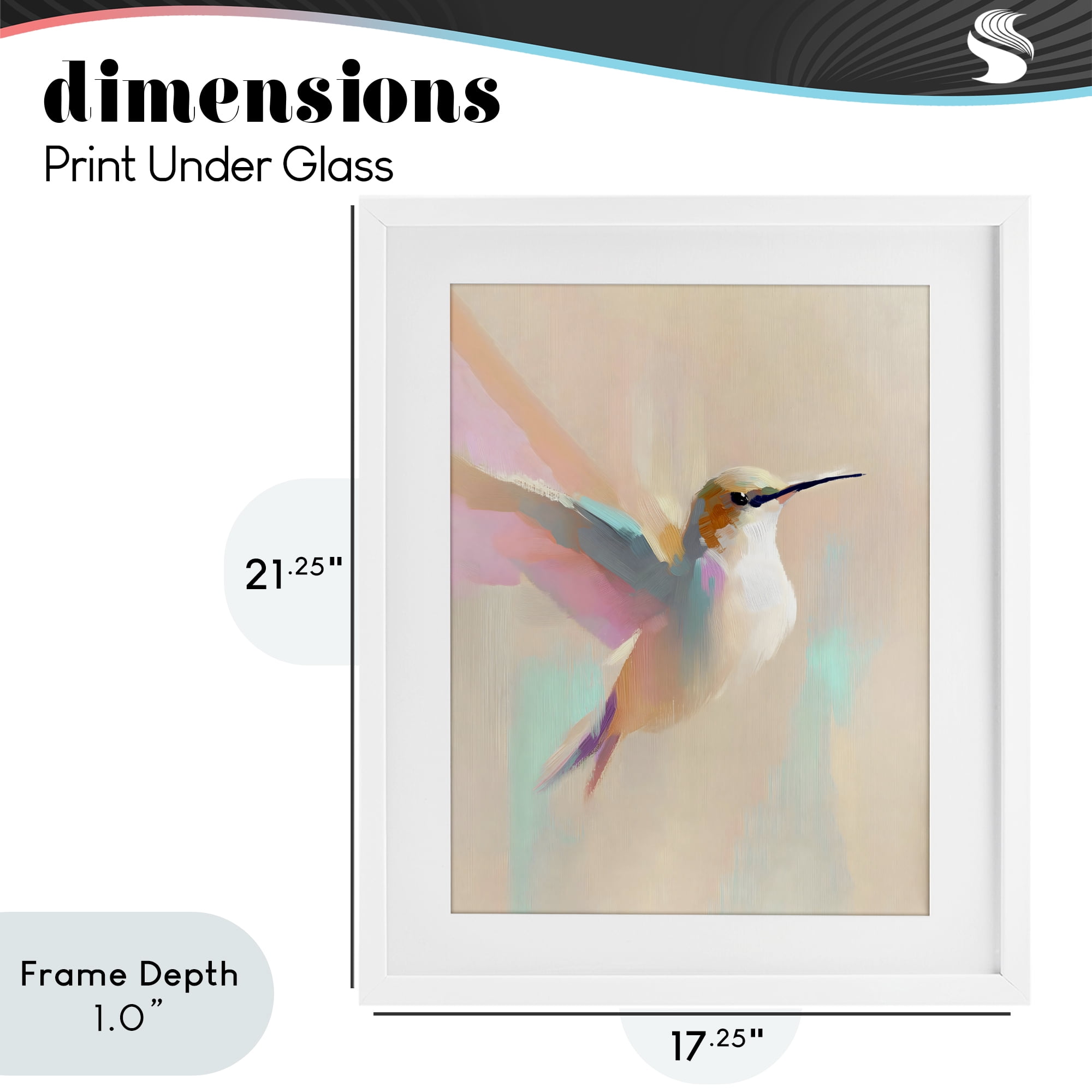 Stupell Industries Pastel Hummingbird in Flight White Framed Print Under Glass, design by The Prints Vibe