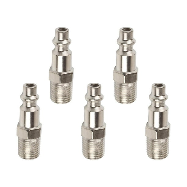 Juego de 5 conectores y acopladores de aire de 1/4" para manguera de compresor de aire. Rosca externa macho