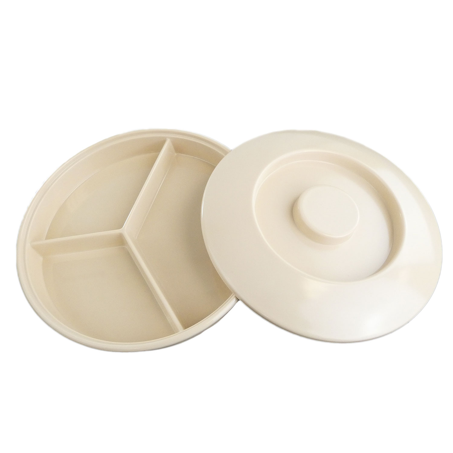 Nessico, Round Deep Divided Server With Lid, 8 1/4"Dia., Melamine, Tan