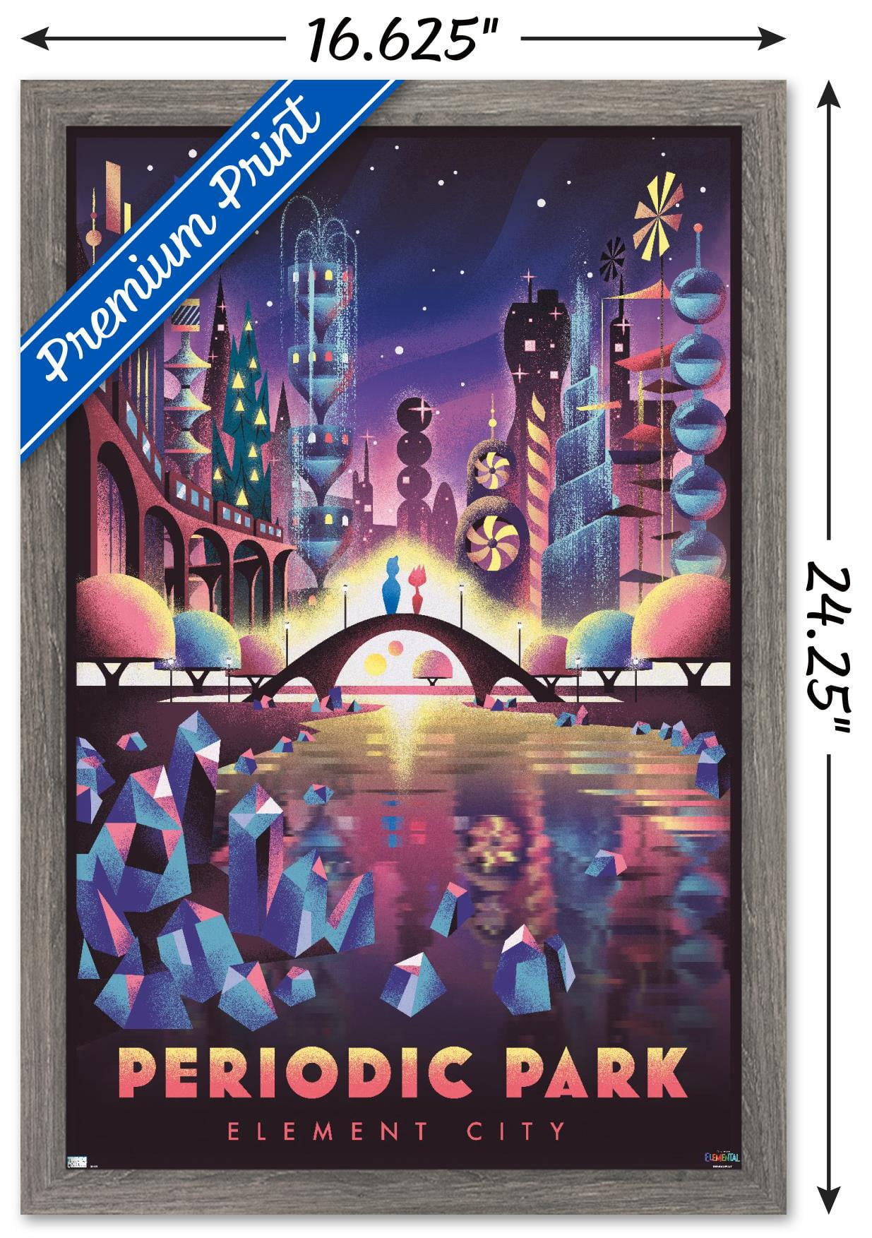 Disney Pixar Elemental - Periodic Park Wall Poster, 14.725" x 22.375" Framed