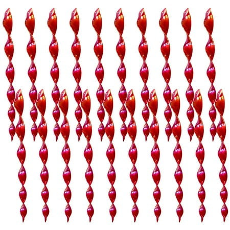 

Alueeu Bird Repellent Wind Twisting Scare Rods Reflective Ornamental Spiral Deterrent Reflective Spiral Beaded Bird Pendant 20PC Red