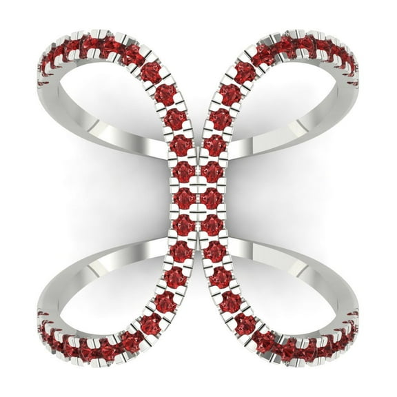 Statement Engagement Ring for Women - 0.5ct Natural Garnet in 18K White Gold Promise Ring