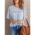 thumbnail image 4 of Asyoly Women's Summer Casual Swiss Dot Blouse Crew Neck Loose Fit Tops Short Sleeve Lace Tees, 4 of 5