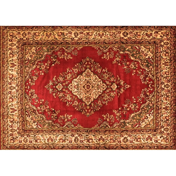 Ahgly Company Indoor Rectangle Medallion Orange Traditional Area Rugs, 2' x 4'