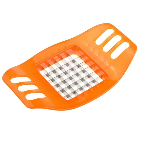 KALLORY 1Pcs Potato Cutter French Fries Tool Square Slicer Orange 6.9X3.9X0.8In Stainless Steel Abs For Home Cooking