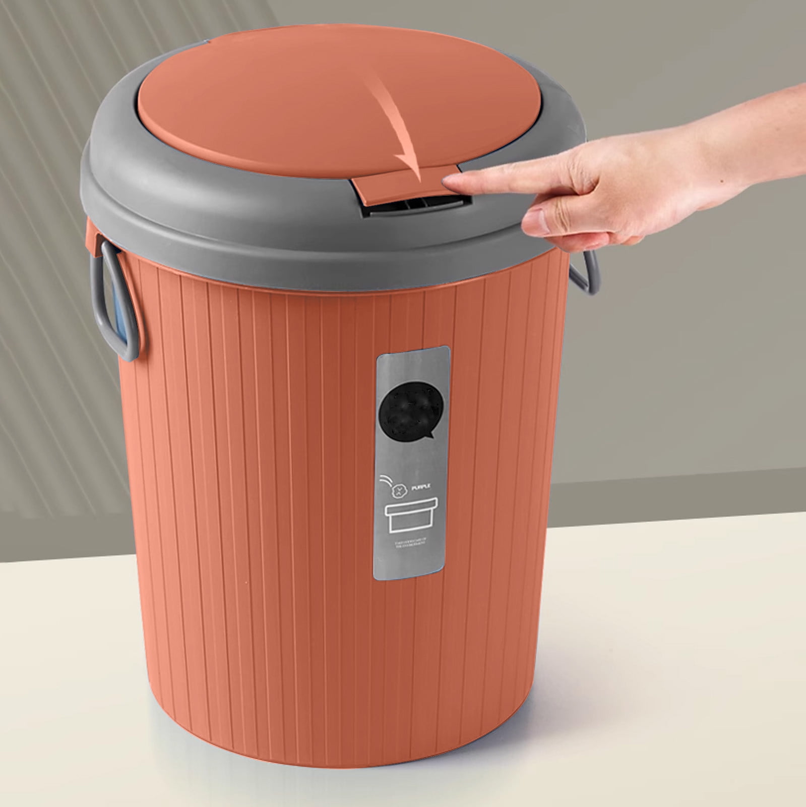 Bwiyojiz Kitchen Utensils Bathroom Trash Can Large Capacity 6L Living Room Round Thickened, Gifts for Friend, Orange