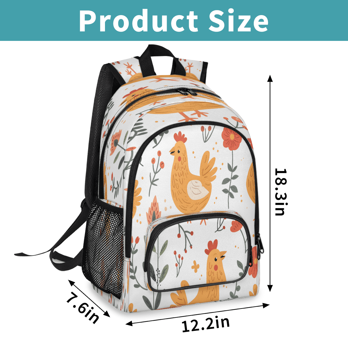 Herdesigns Farmhouse Rooster Chickens Laptop Backpack for Women Men, 18.3 Inch Large Computer Backpacks Fashion Teacher Nurse Bag Casual Daypack for Work Travel
