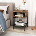 thumbnail image 2 of Costway 16" 3-tier Wood Top End Table w/ Metal Frame Storage Cube & Mesh Shelf Square, 2 of 10