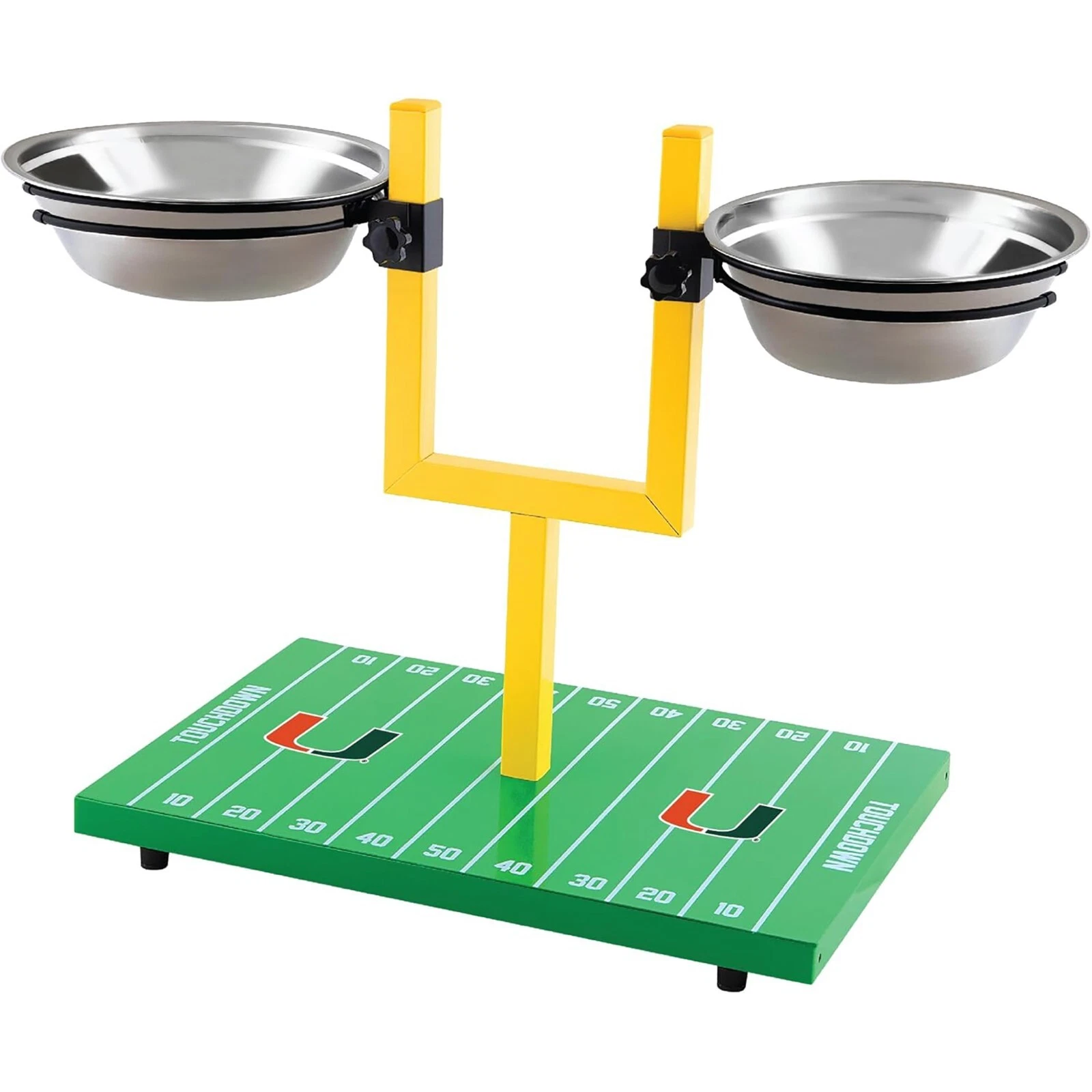 Pets First NCAA Football Goalpost Elevated Dog Feeder Stainless Steel Bowl