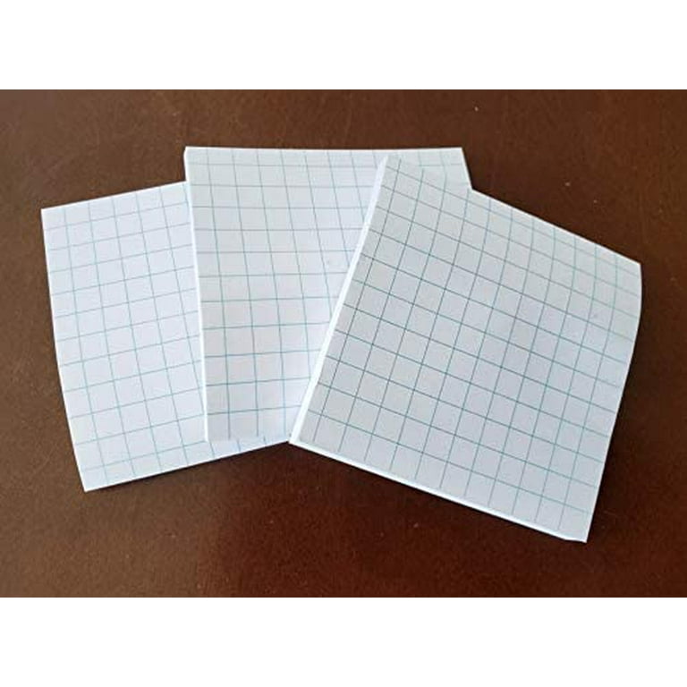 Small Graph Paper Grid Sticky Notes 3x3 Inches, Set of 3 Notepads 