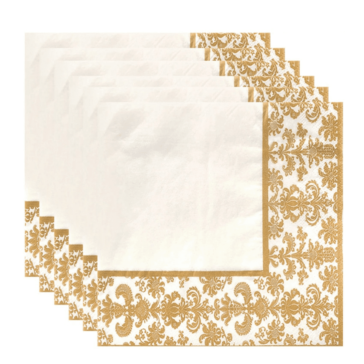 500Pcs Gold Printing Disposable Napkin Tissue Paper Printed Napkins for Restaurant and Hotel (Golden + White)