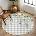 thumbnail image 2 of Round Rug 5Ft Washable Non-Slip, Watercolor Floral Circle Area Rugs for Living Room Bedroom, Spring Flowers Leaves Plants Gray Plaid Indoor Floor Mats Carpet Runner for Home Decor Aesthetic, 2 of 8