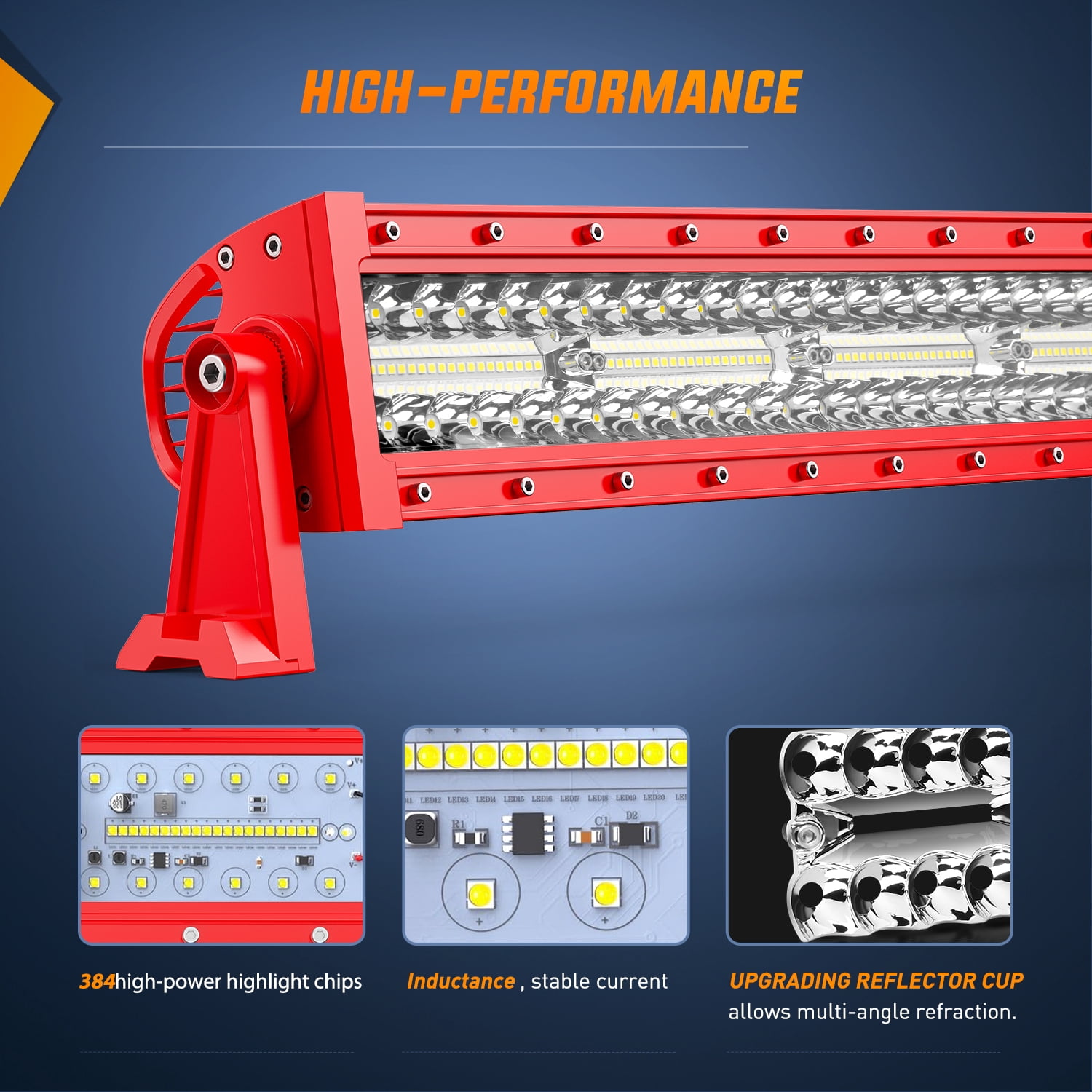 Nilight LED Light Bar 50Inch Triple Row Spot Flood Combo Lights Red Shell with Wiring Harness Kit for Fog Light Driving Light Work Light on Off-Road Truck SUV ATV UTV