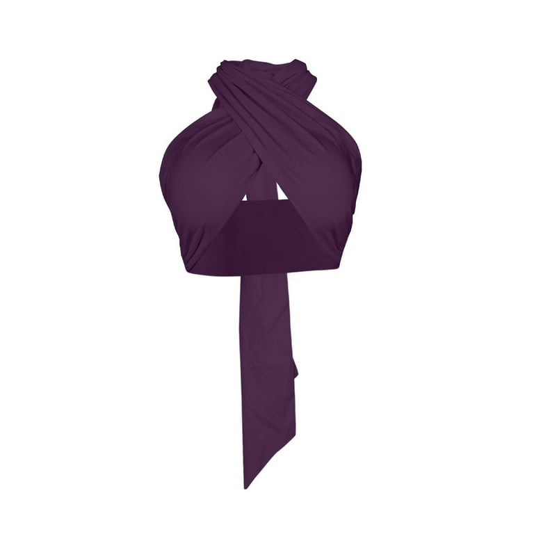 Women's Criss Cross Wrap Crop Top - Festival Rave Halter Bandage Self Tie Tank