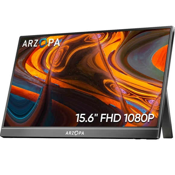ARZOPA Monitor Portátil 15.6'' FHD 1080P Kickstand Monitor Portátil IPS Pantalla Externa USB C HDMI para PC Mac Teléfono Xbox PS5 - A1