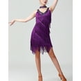 thumbnail image 2 of V Neck Beaded 1920's Flapper Dance Dresses Clothing Vintage Purple, 2 of 5