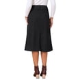 thumbnail image 3 of Womens Corduroy Midi Skirt High Waist A-Line Split Front Casual Fall Winter Long Skirts with Pockets S Black, 3 of 6