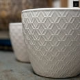thumbnail image 2 of Urban Trends Collection  Ceramic Round Pot with Embossed Cross Design Body & Tapered Bottom, White - Set of 2, 2 of 5