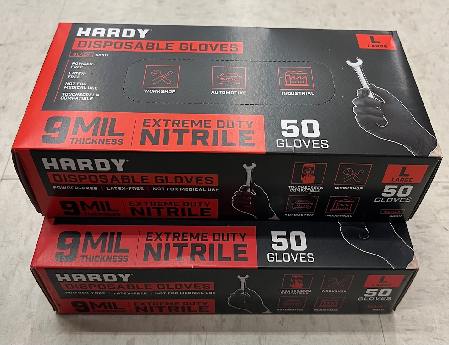 New HARDY 9 mil Nitrile Powder-Free Gloves Large 100-Pack