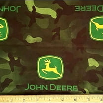 1 Fat Quarter - John Deere Farm Tractor Green Camo Cotton Fabric - 21" X 18"