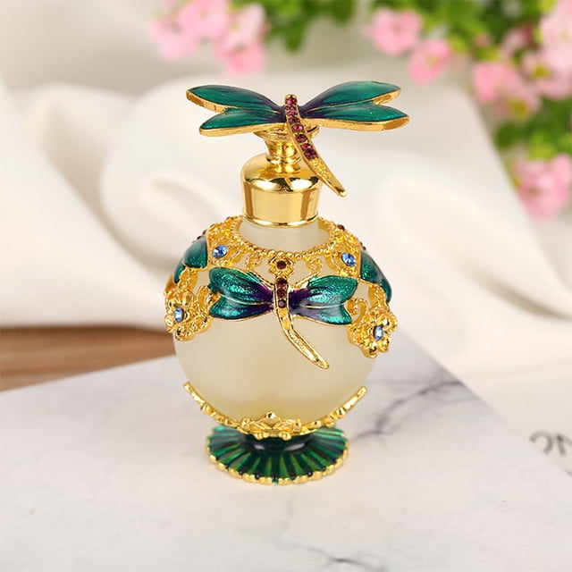 Baohd Élégant Flacon de Parfum Libellule Rechargeable Cadeaux Robustes et Durables en Alliage de Zinc et Verre Vert 1Set