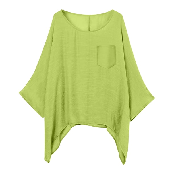 Camiseta informal elegante de color liso con bolsillo, cómoda y holgada para mujer - Poliéster, ropa de verano - Tallas S-XXXL, estampado