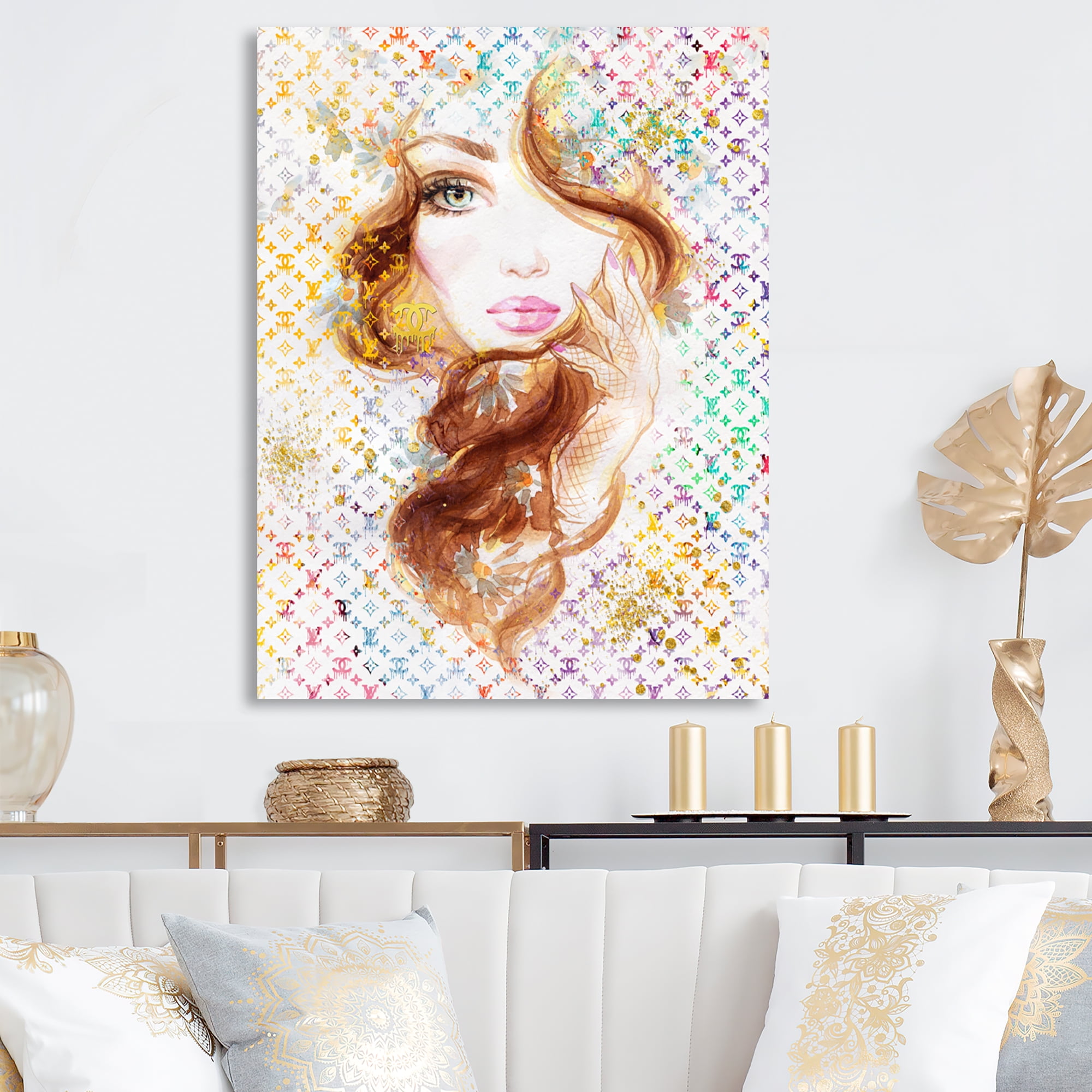 Designart Multi-Color Female Luxury Portrait II Canvas Wall Art